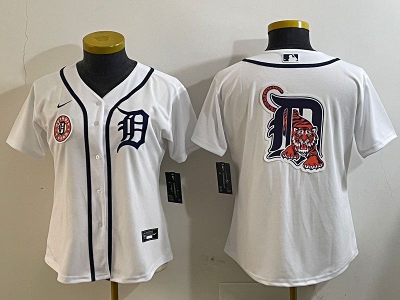 Women Detroit Tigers Blank White Game 2025 Nike MLB Jersey style 1